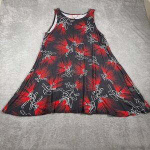 Simply Sisters Lola Dress Womens XL Black Red Ohia Lehua Tank Hawaii Sundress